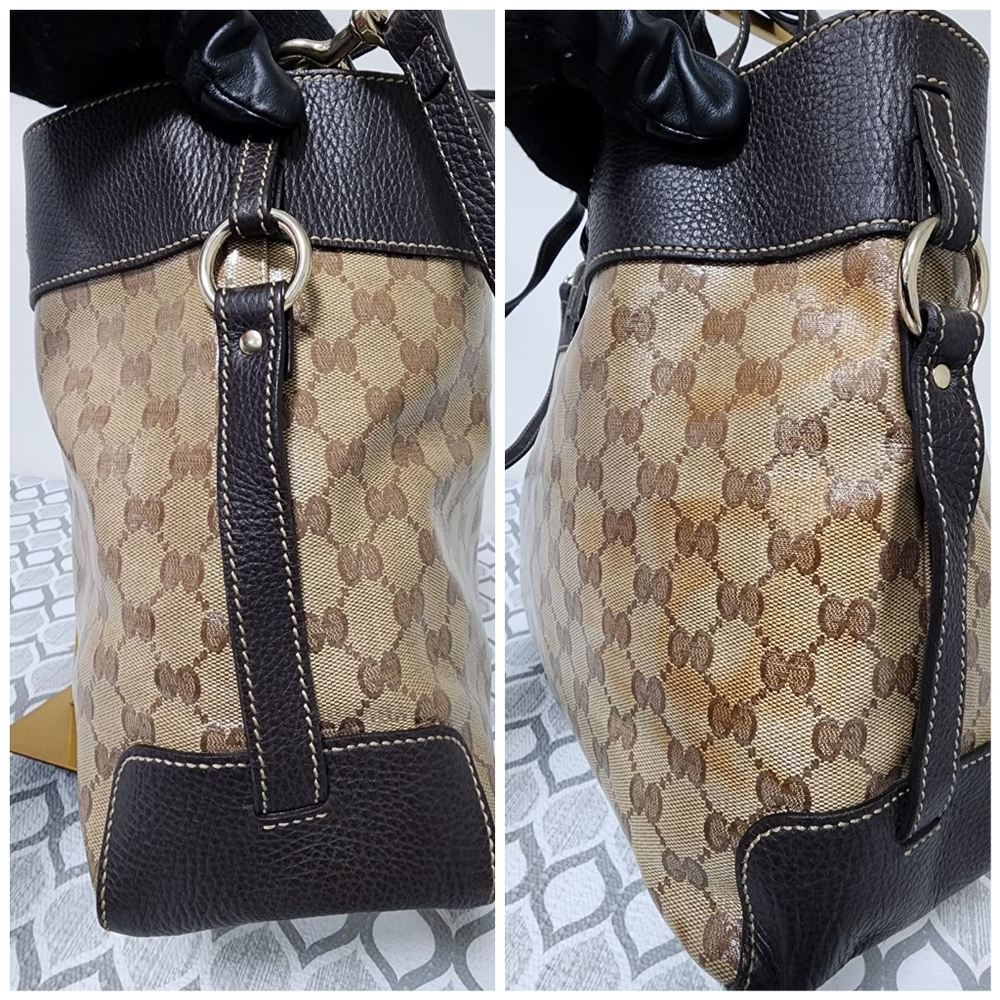 Gucci GG Canvas/Leather Belt Tote Bag Brown/Beige - Picture 7 of 15